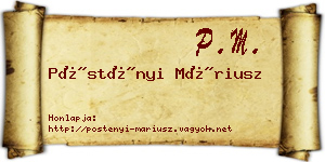 Pöstényi Máriusz névjegykártya